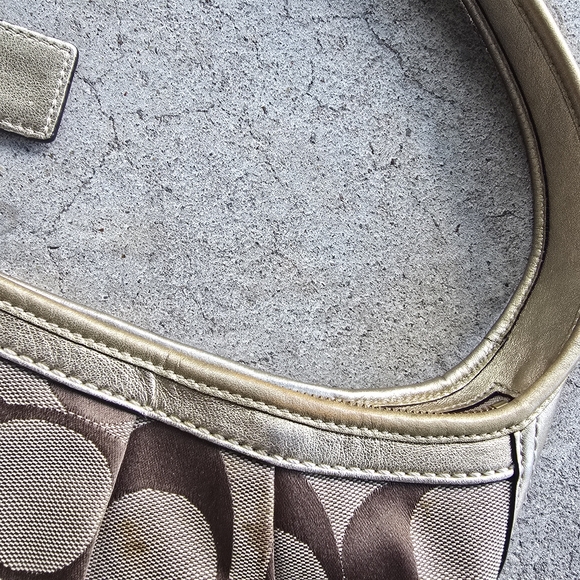 Coach Ergo Signature Hobo Purse Bag Jacquard Leather Shoulder 12227 Y2k Gold - Picture 6 of 8